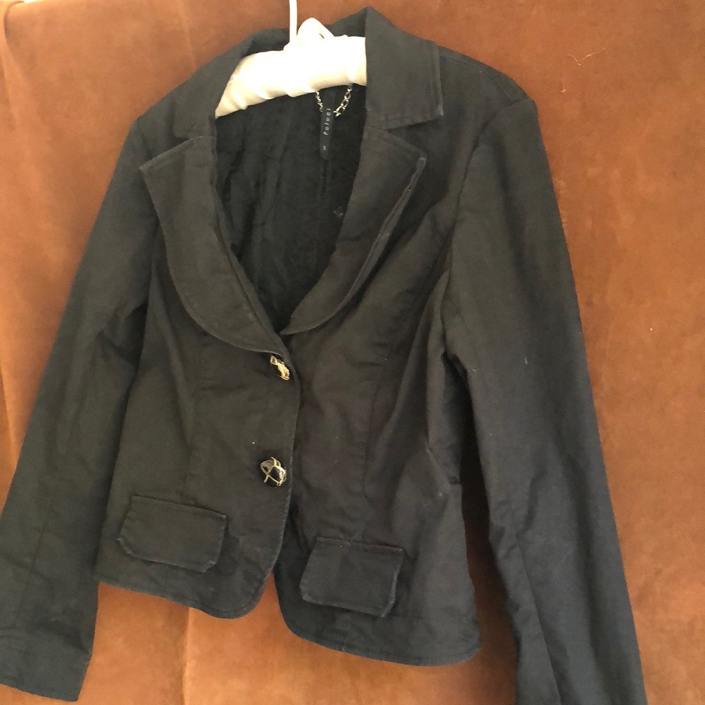 Poleci Black Women's Blazer with Decorative Buttons